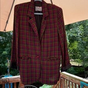 VINTAGE Forenza Vibrant Plaid Blazer - Pink and purple